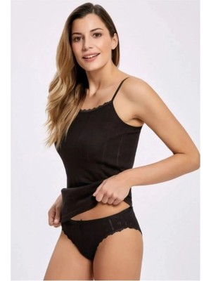 Tutku Rahatlığı Keşfedin: Jakarlı Ip Askılı Atlet Ile Gün Boyu Konfor 6'lı Fırsat Paket-Siyah 0200-S/M