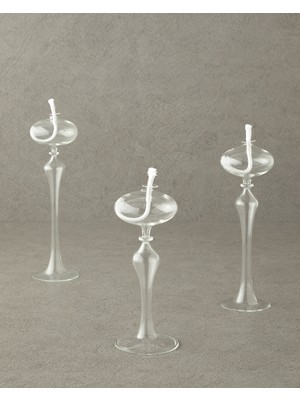 PremiumPort Şeffaf 3'lü Kandil Seti, 8X20 Cm, Zarif ve Parlak Tasarım