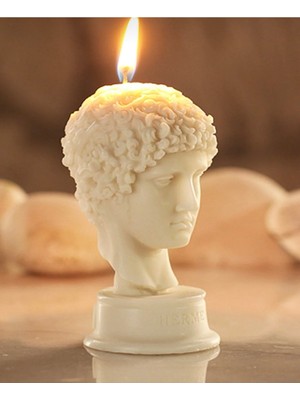 PremiumPort Şık 9cm Beyaz Dekoratif Heykel Mum, Ev ve Ofis Dekorasyonu Için