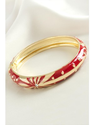 SiHako Çiçek Işlemeli Mineli Kelepçe Bileklik