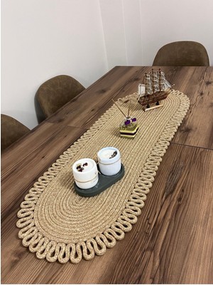 PremiumPort Kenarjüt Trikotlu Runner Amerikan Servis Takımı, Şık ve Zarif Yemek Seti