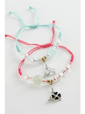 SiHako 2 Adet Yonca Zirkon Taşlı Lüks Ip Bileklik