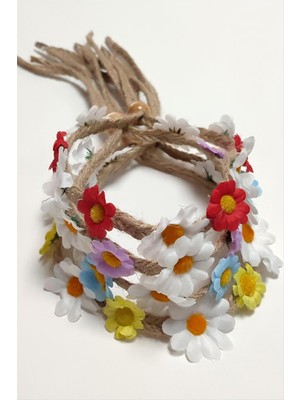 SiHako Papatya Çiçekli Hasır Taç