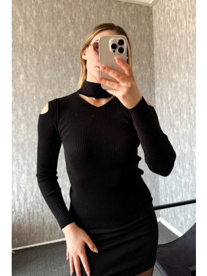 Modaplaza Kadın Omuz Dekolteli Yarım Balıkçı Triko Kazak 4345