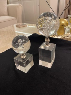 Sleep Nova Kristal Kaideli Hava Kabarcıklı Cam Küre Modern Dekoratif Obje