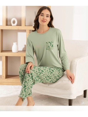 Pijamoni Kadın Milan Bisiklet Yaka Uzun Kol Ince Pijama Takımı 7575/5 - 1 Adet