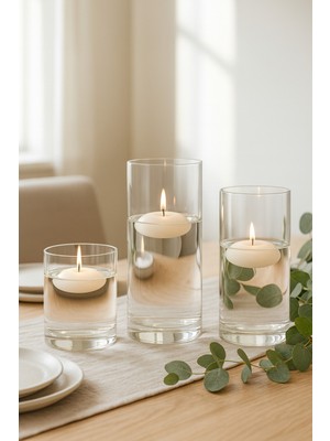 PremiumPort 3'lü Düz Cam Vazo Set, Modern ve Şık Dekorasyon 9X10/14/18