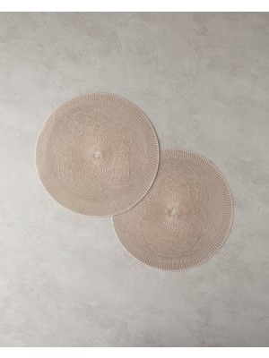 PremiumPort Şık Bej Polyester Amerikan Servisi Çiftli Set 75 cm