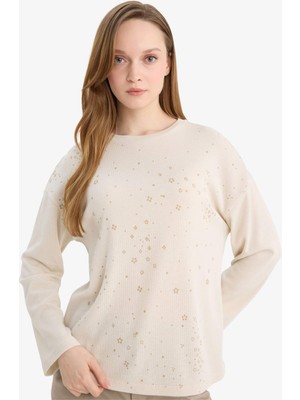 DeFacto Relax Fit Bisiklet Yaka Uzun Kollu Tişört G9184AX26SP