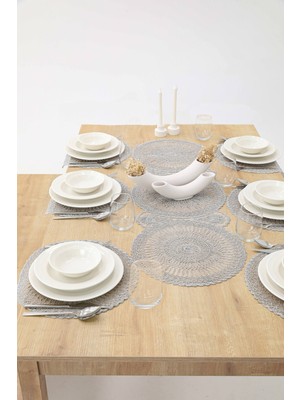 PremiumPort 6 Kişilik Amerikan Servis, Supla ve Runner Seti, Şık ve Zarif Tasarım