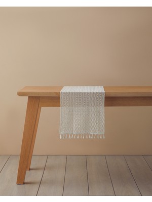 PremiumPort Şık Bej Pamuk Runner 35X145 Cm, Ev Dekorasyonu Için Zarif Seçenek