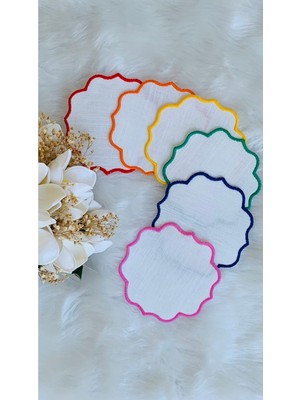 PremiumPort Şık Nakışlı Sunum Peçetesi 6’lı, Kokteyl ve Kahve Yanı Için Özel