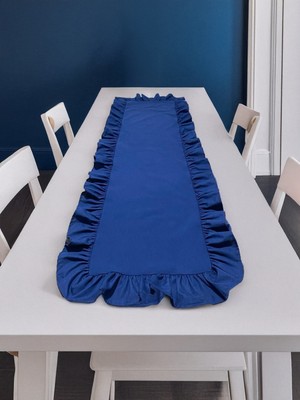 PremiumPort Şık Fırfırlı Pamuk Polyester Runner, 40X110 Cm, Ev Dekorasyonu Için