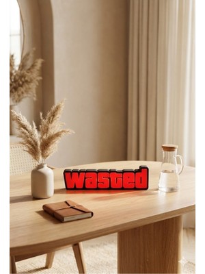 PremiumPort Gta Wasted Ledli Tablo, USB Type A ile Şık Dekorasyon Hediye