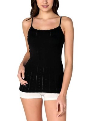 Tutku 3'lü Siyah Kadın Ip Askılı Atlet M Rahat Kesim Jakarlı Esnek Kumaş