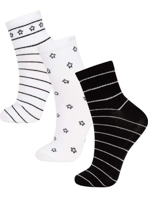 DeFacto Kadın Rahat Lastikli 3'lü Pamuklu Soket Çorap A5915AXNS