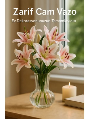 PremiumPort El Yapımı Şeffaf Cam Vazo, Çiçekler Için Dekoratif 12 cm