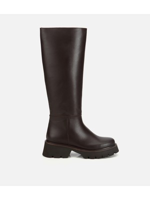 Hotiç 01CIH319170A480 KADIN Deri Kahverengi Kalın Tabanlı Düz Çizme