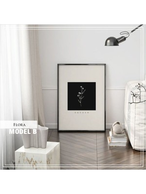 PremiumPort Şık Metal Çerçeveli Gerçek Camlı Flora Dekoratif Tablo