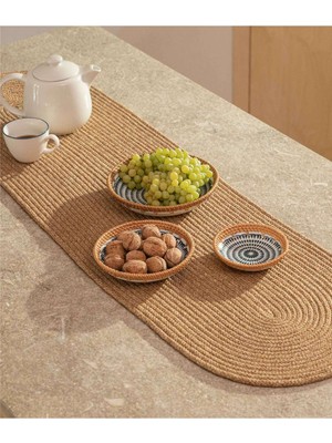 PremiumPort El Yapımı Pamuklu Jüt Amerikan Servis Düz Runner 37X136CM