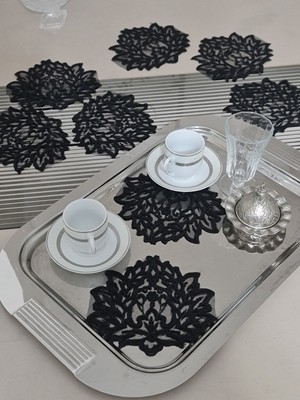 PremiumPort Kahve Kokteyl Sunum Peçetesi, 6'lı, Dekoratif Güpür Dantel Seti