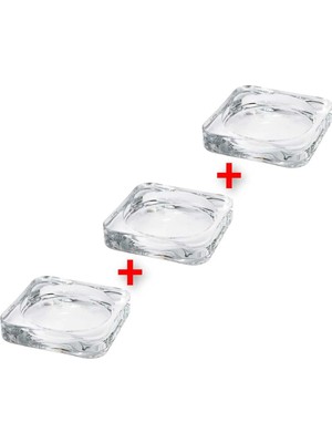 PremiumPort Şeffaf Cam Blok Mum Altlığı 10X10X1,5 Cm, Dekoratif ve Şık Tasarım