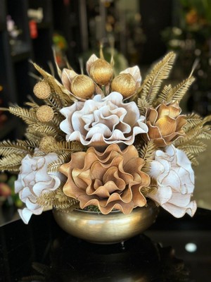 PremiumPort Yapay Çiçekli Antik Yassı Vazo No:12, Şık ve Zarif Dekorasyon Parçası