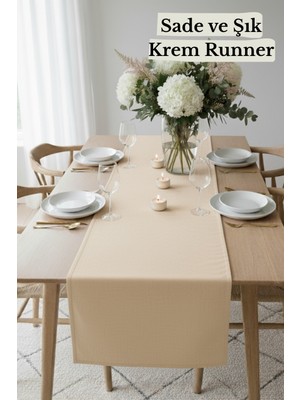 PremiumPort Şık ve Modern Krem Koşu Alanı Paspası 40X110 cm