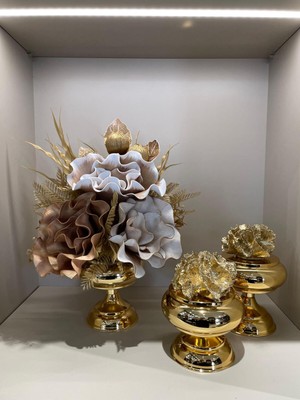 PremiumPort Şık 3 Parça Yapay Çiçekli Set, Zarif ve Renkli Dekorasyon Aksesuarı