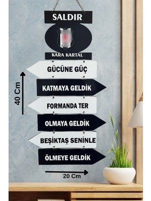 PremiumPort Dekoratif Ahşap Mdf Duvar Süsü, Kara Kartal Sloganlı, 40X20 cm