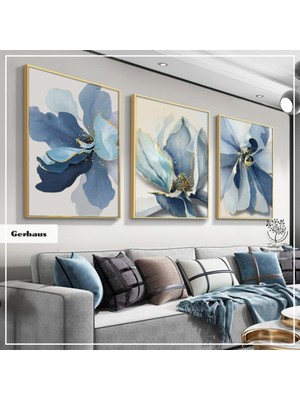 PremiumPort Modern 3’lü Metal Çerçeveli Gerçek Camlı Tablo Seti