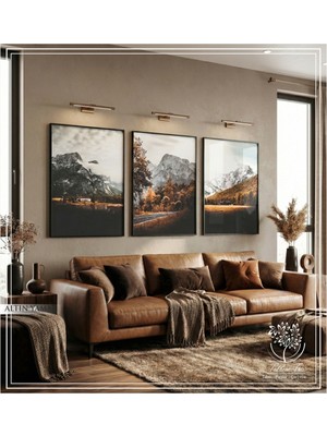 PremiumPort Dijital Baskılı Siyah Metal Çerçeveli 3'lü Dekoratif Tablo Seti