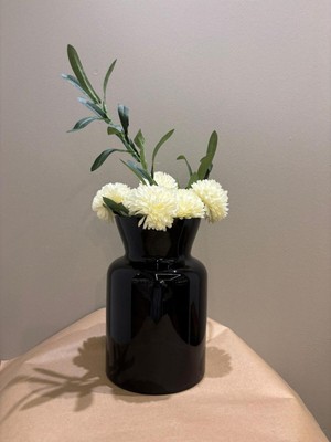 PremiumPort Şık Siyah Cam Dekoratif Vazo, Modern ve Zarif Çiçek Vazosu