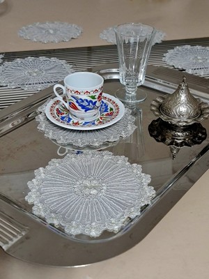 PremiumPort Kahve Kokteyl Sunum Peçetesi 6'lı, Zarif ve Şık Dekoratif Dantel Tasarımı