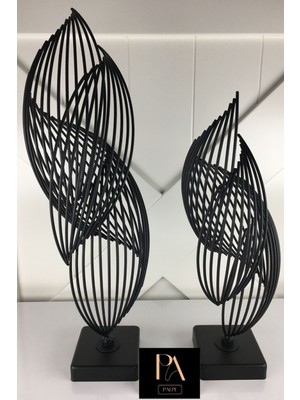 PremiumPort Siyah 2’li Metal Dekoratif Obje Seti, Salon ve Ofis Şıklığına Uygun