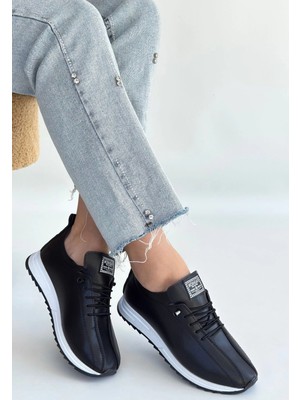 Erbilden Monya Bej Cilt Bağcıklı Spor Ayakkabı