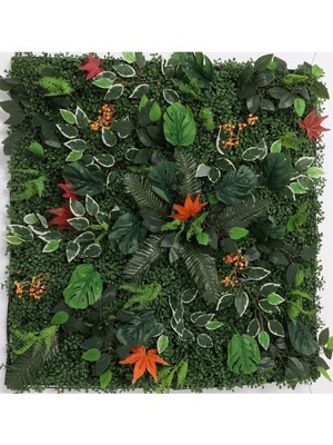 PremiumPort Yapay Çiçek Duvar Kaplama Panel 1m², Şimşir Dik Tasarım, Dekoratif Uygulama