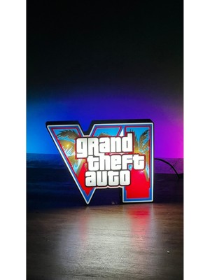 PremiumPort Aydınlatmalı Gta 6 Temalı Tablo, Adaptör Dahil, Şık ve Modern Dekor