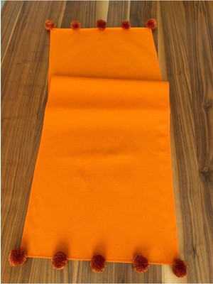 PremiumPort Renkli Ponponlu Dekoratif Runner, Şık ve Modern Salon ve Mutfak Dekoru