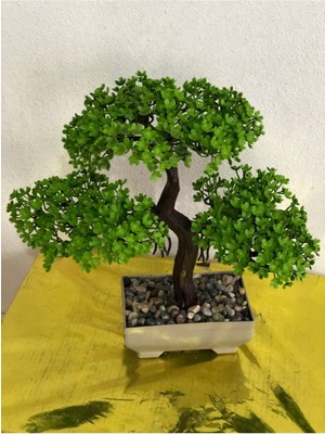 PremiumPort Yapay Yeşil Bonsai Ağacı, Masaüstü Dekorasyon Için Şık ve Canlı Görünüm