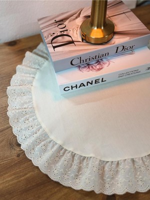 PremiumPort Keten Fırfırlı Dekoratif Örtü, 50 Cm, Şık ve Zarif Tasarım