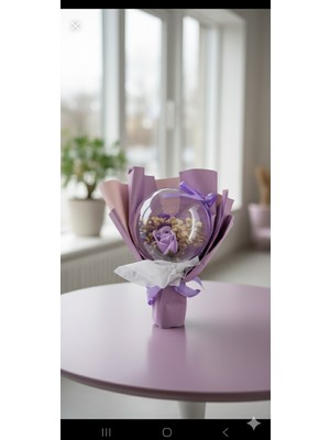 PremiumPort Mor Gül ve Düş Balonu Buketi, Sevgililer Günü Hediye Kutusu
