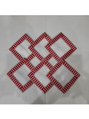 PremiumPort Kırmızı Modern Tasarım Kahve Sunum Peçetesi, 6 Adet, Şık ve Pratik