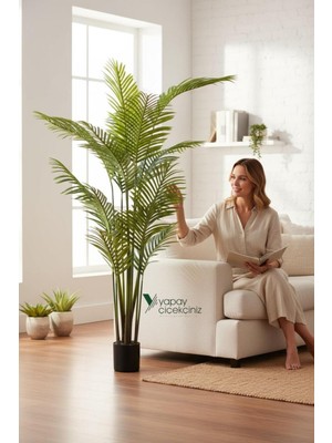 PremiumPort 190 cm Islak Dokulu 14 Dallı Lüks Yapay Areka Ağacı