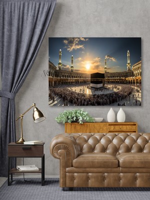 PremiumPort Gündüz Mekke Temalı Dekoratif Kanvas Tablo, Islami Sanat Eseri