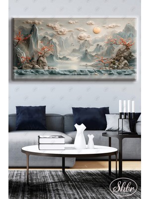 PremiumPort Yatay Kanvas Duvar Tablosu, Salon, Yatak Odası, Kafe, Ofis Için 3D Soyut Efekt