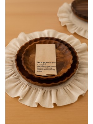 PremiumPort Fırfırlı Keten Amerikan Servis ve Supla Takımı, 2'li, Yuvarlak Model