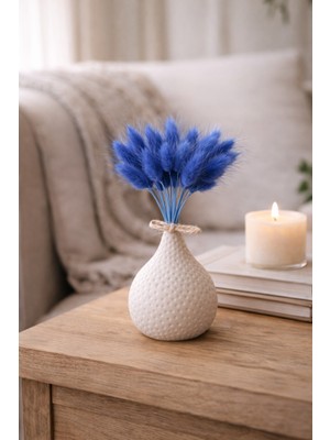 PremiumPort Lacivert Renkli Doğal Kurutulmuş Tavşan Kuyruğu Otu Buketi 15 Dal