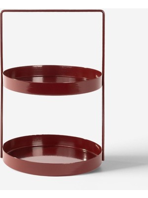 PremiumPort 2 Katlı Bordo Metal Organizer, Çok Amaçlı Düzenleyici, Pratik ve Şık