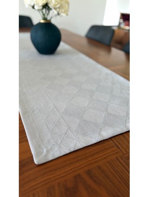 PremiumPort Keten Görünümlü Jakarlı Gri Runner 45X140 Cm, Şık ve Şık Tasarım